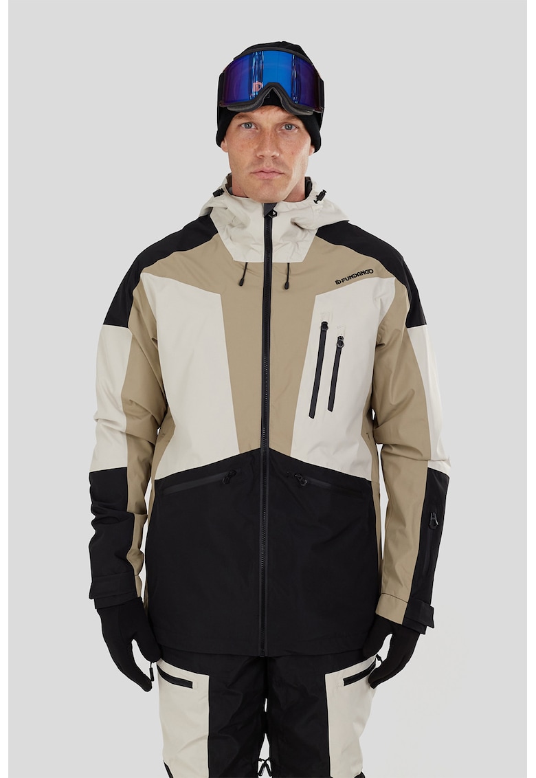 Водоустойчиво ски яке Rigel 3L - Избеляло черно/Мръснобял/Светло бежово Fundango