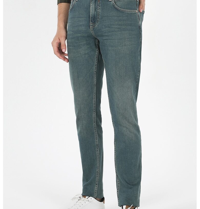 Вталени дънки със средна талия - Прашно синьо COLINS