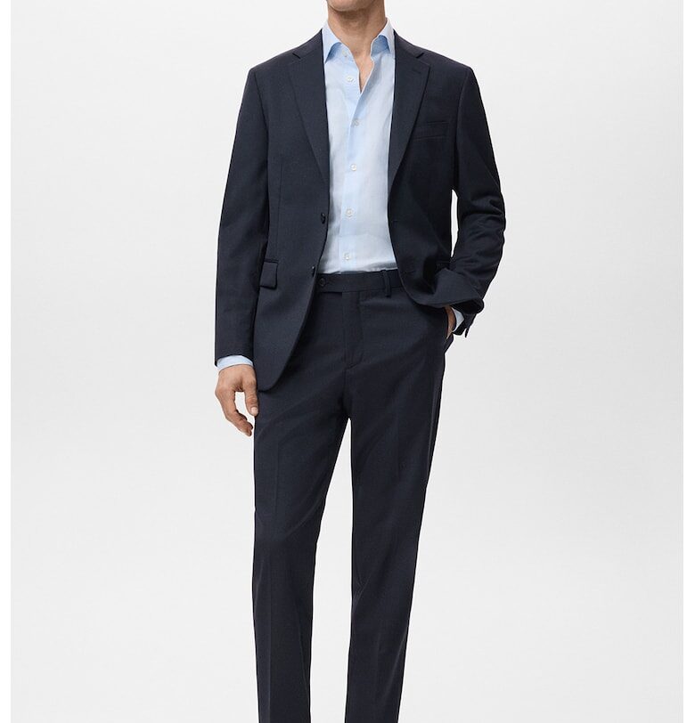 Вълен панталон с ръб - Въглен сиво Mango