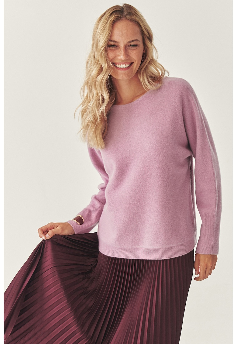 Вълнен пуловер с деколте-лодка - Лилав Tatuum