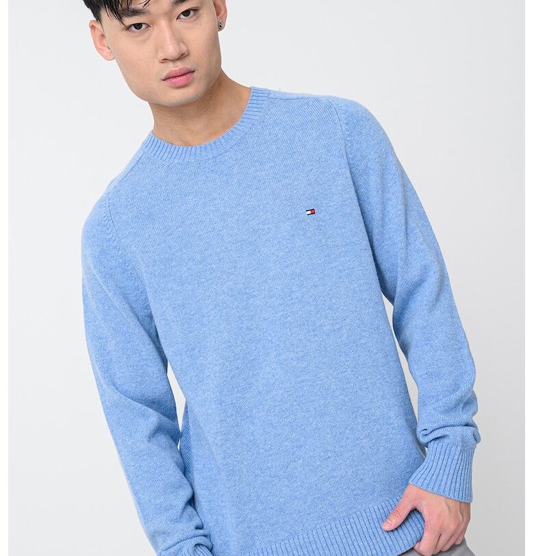 Вълнен пуловер с лого - Лавандула Tommy Hilfiger