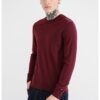 Вълнен пуловер с овално деколте - Бордо Tommy Hilfiger