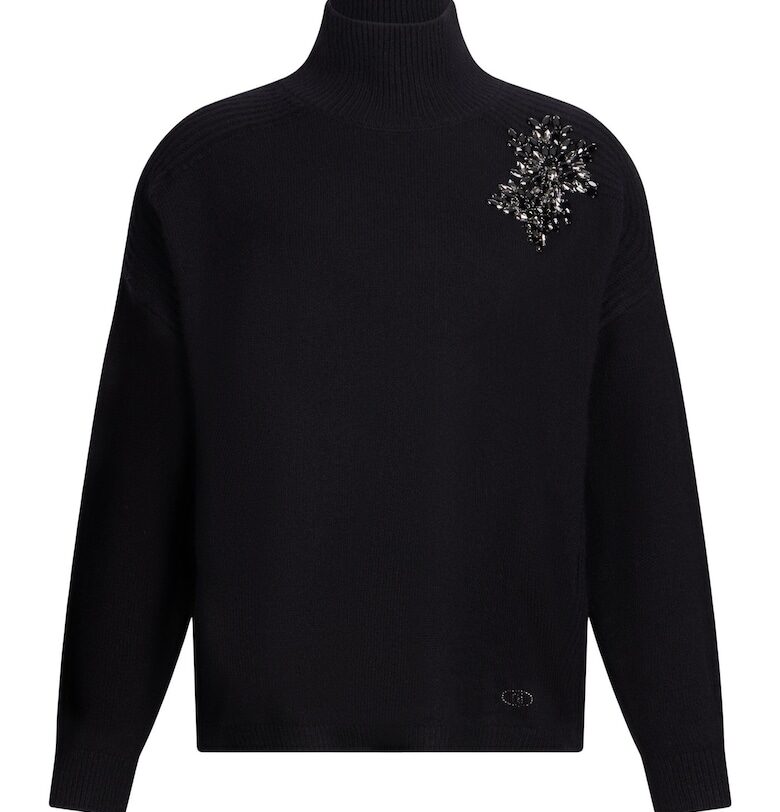 Вълнен пуловер с отвор и декоративни камъни Liu Jo