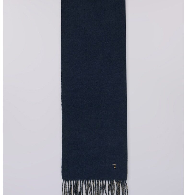 Вълнен шал с ресни - Тъмносин Trussardi
