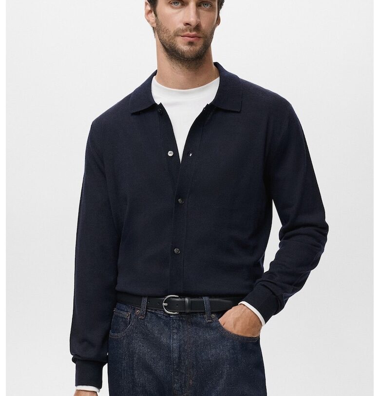 Вълнена жилетка - Тъмносин Mango