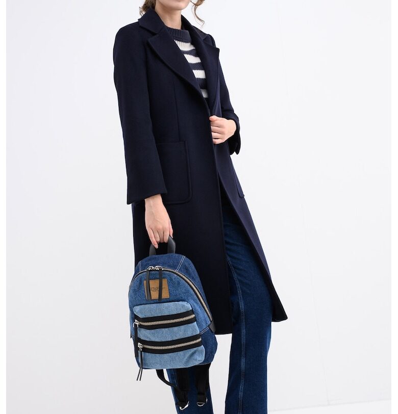 Вълнено палто Runaway с колан - Тъмносин MaxCo