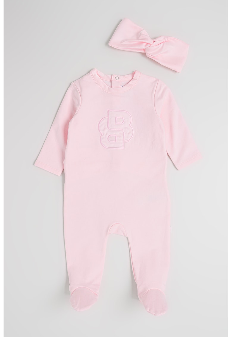 Гащеризон тип ританки с лента за глава с панделка - 2 части - Пастелнорозов BOSS Kidswear
