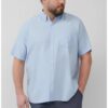 Голям размер Мъжка риза големи размери - къс ръкав - джоб на гърдите - Светлосин sOliver