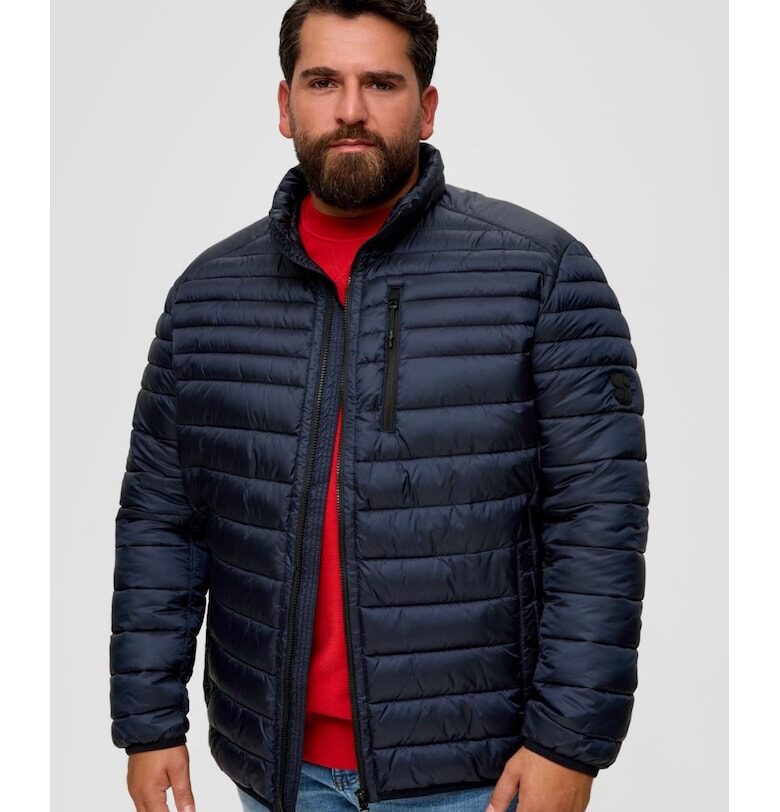 Голям размер мъжко ватирано яке без качулка - стандартна кройка - тъмносиньо - Тъмносин sOliver