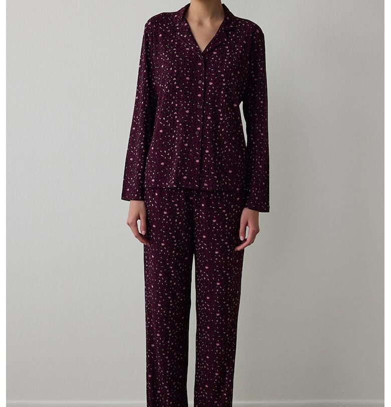 Горна пижама с принт - Тъмновиолетов Penti