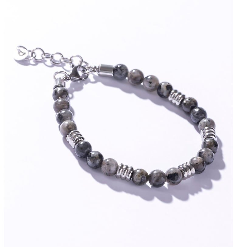 Гривна от неръждаема стомана с мъниста от ларвикит Marc Malone