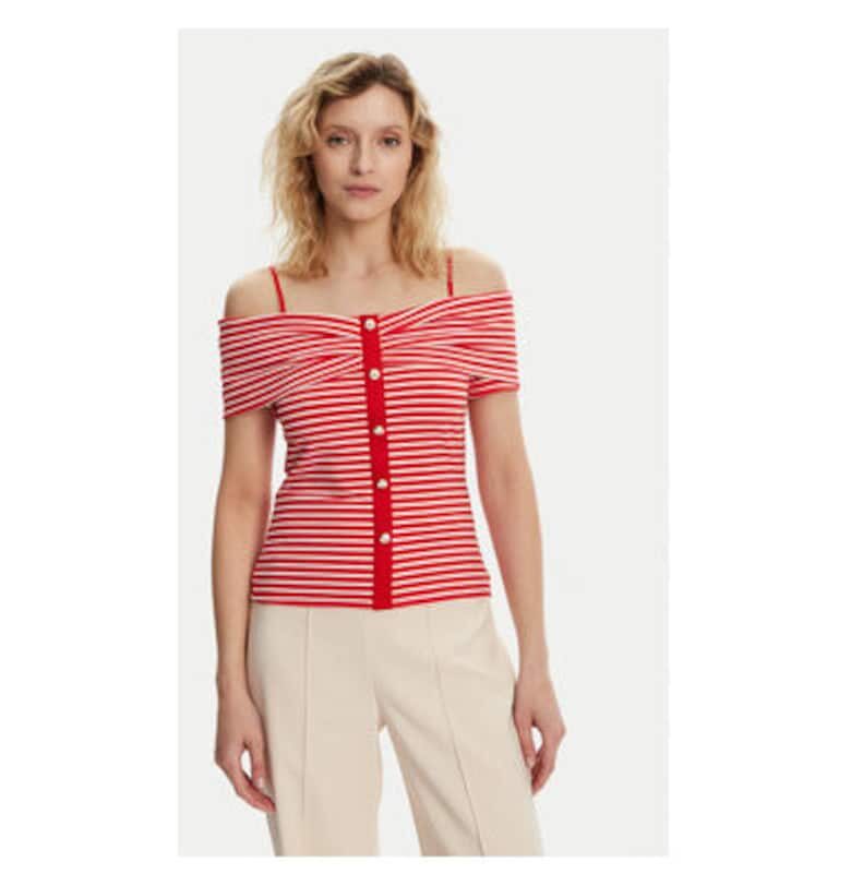 Дамска блуза  241-DROPEZ - Полиестер/Вискоза - Червена - Червен Morgan