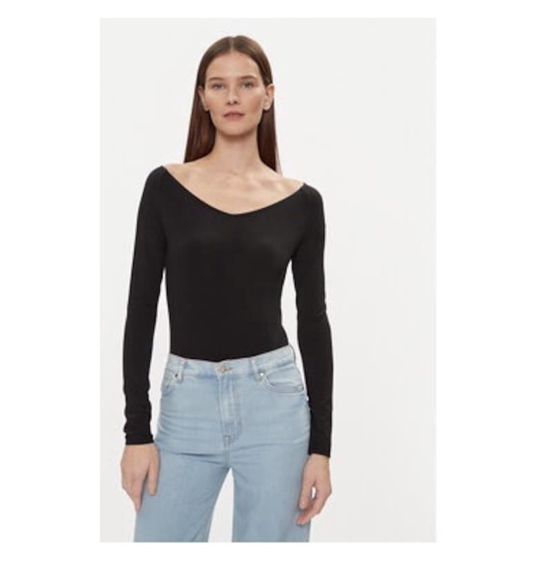 Дамска блуза -  303661151 - Модал/Полиамид/Еластан - Черна - Черен BOSS