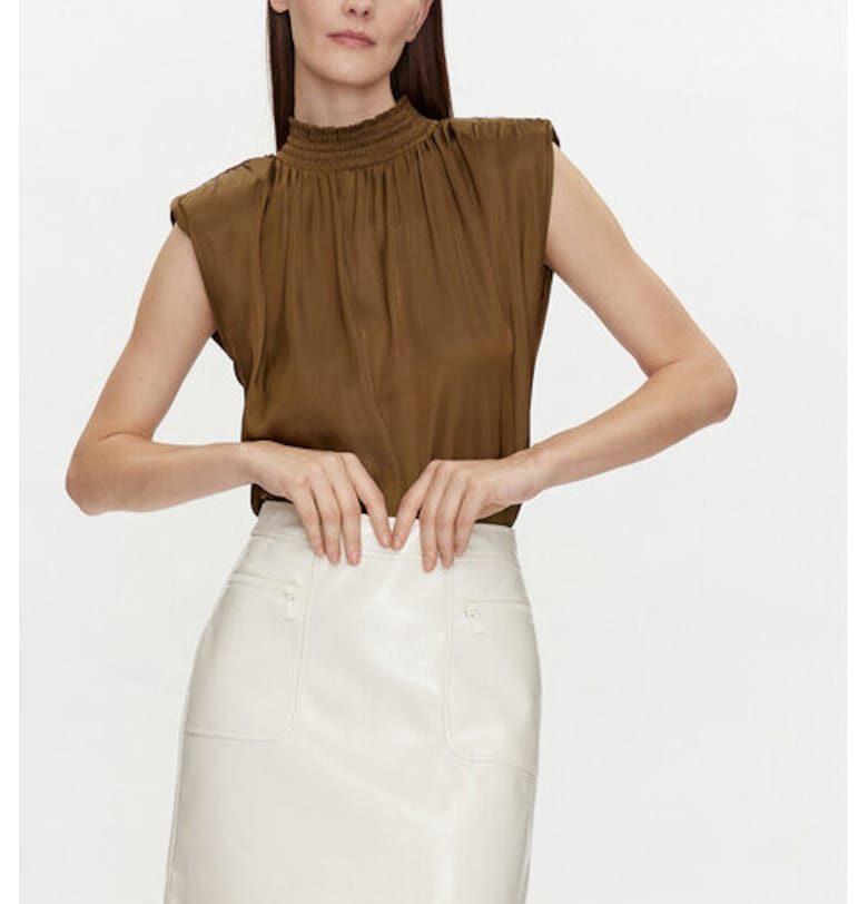 Дамска блуза -  303918484 - Рециклиран полиестер/Полиестер - Кафяв - Кафяв Morgan