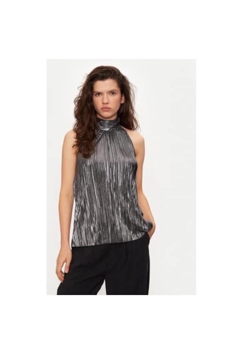 Дамска блуза - 304453618 - Рециклиран полиестер - Сребрист - Сребрист Bruuns Bazaar