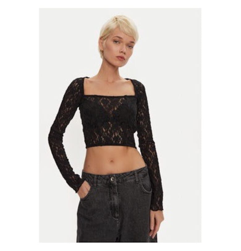 Дамска блуза -  304472640 - Полиамид/Памук - Черна - Черен ROTATE