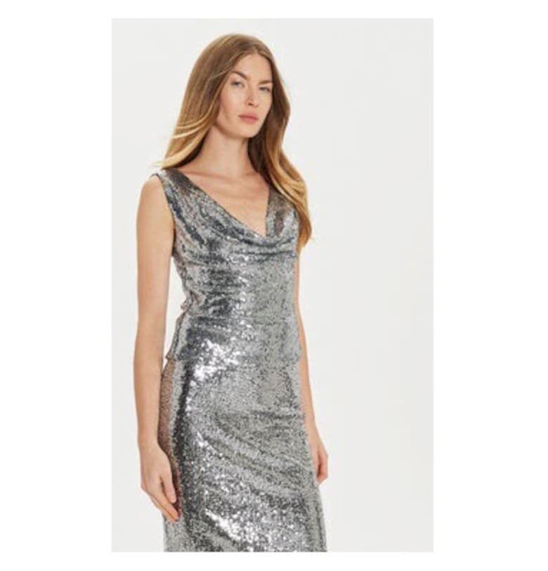 Дамска блуза -  304776335 - Полиестер - Сребрист - Сребрист ARTIGLI