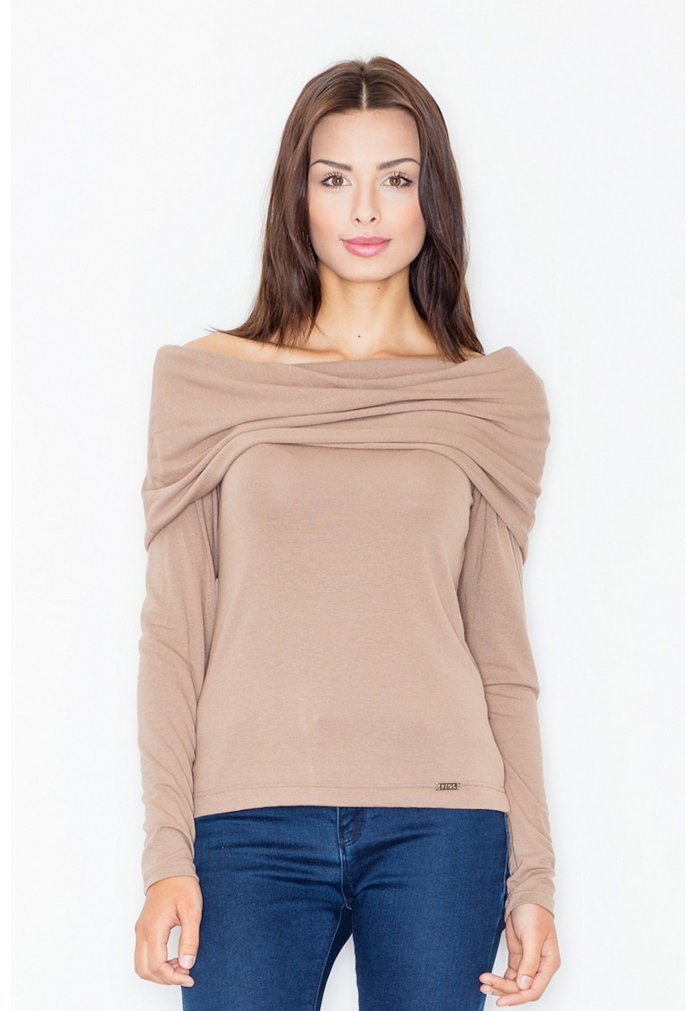 Дамска блуза - Вискоза/Еластан - Бежов Figl