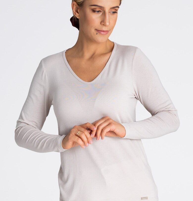 Дамска блуза -  Вискоза/Еластан - Дълъг ръкав - Кремава Figl