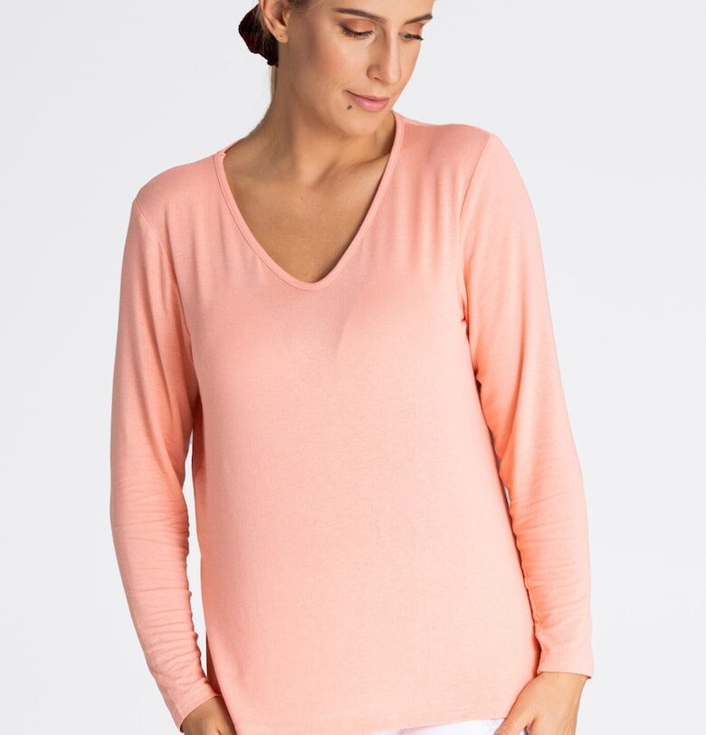 Дамска блуза -  Вискоза/Еластан - Дълъг ръкав - Розов Figl