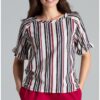 Дамска блуза - Ленитиф - многоцветна - на райе - къс ръкав - полиестер Lenitif