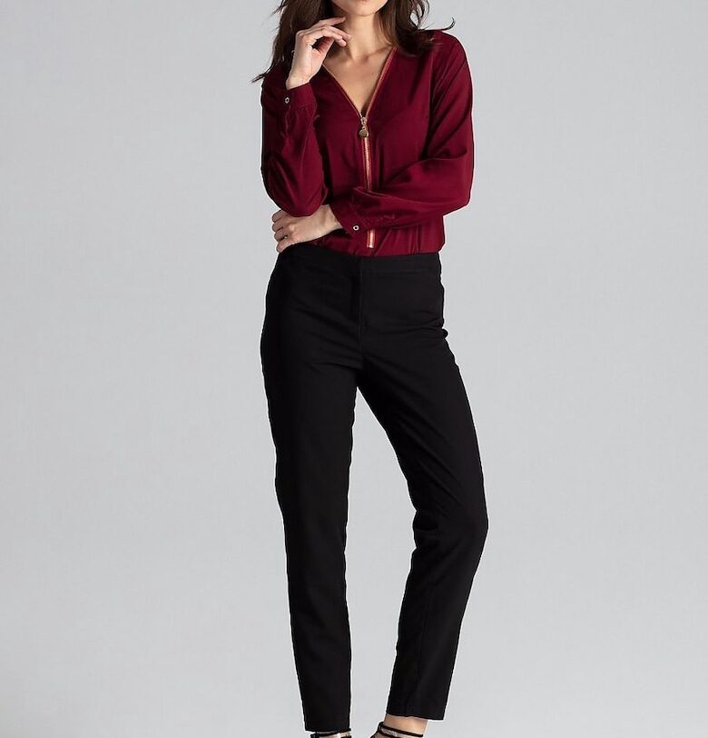 Дамска блуза - Ленитиф - с цип - червена - ЛИКРА - полиестер Lenitif