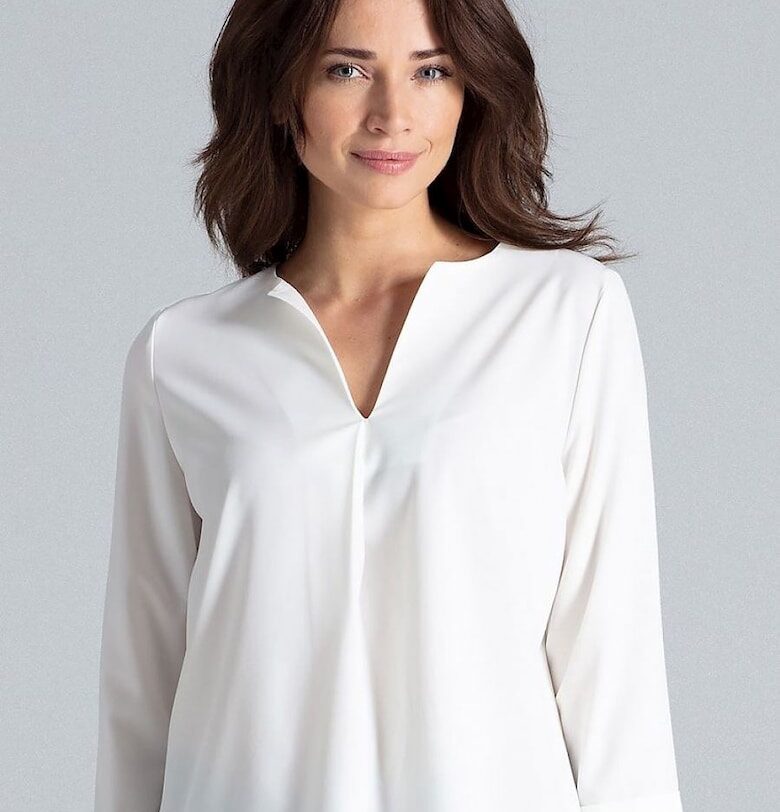 Дамска блуза - Ленитиф - семпла - с V-образно деколте - бежова - полиестер Lenitif