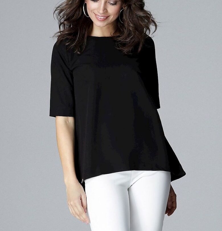 Дамска блуза - Ленитиф - черна - полиестер и вискоза - свободна кройка Lenitif