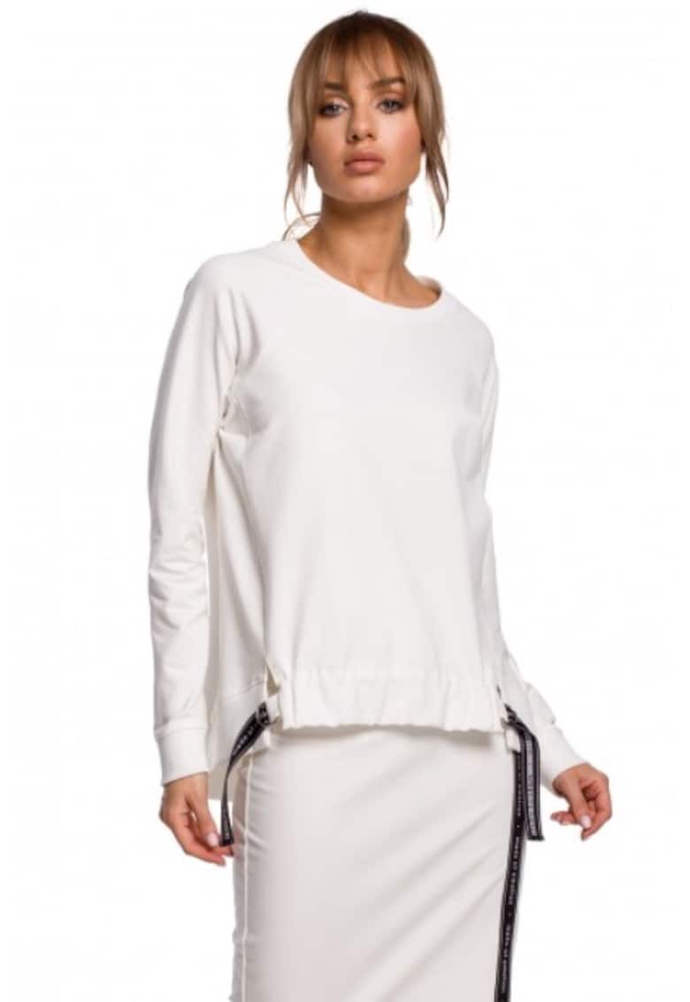 Дамска блуза - Памук/Еластан - Бял MOE