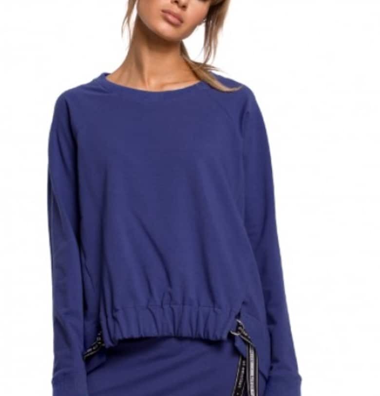 Дамска блуза -  Памук/Еластан - Син MOE