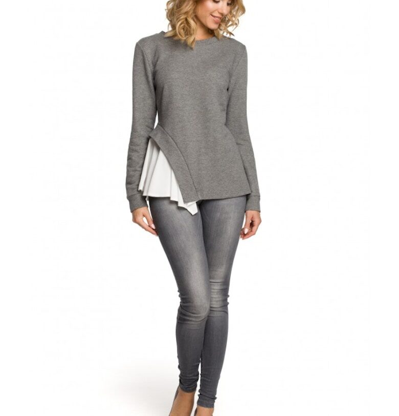 Дамска блуза -  Памук/Полиестер - Сива 98792 MOE