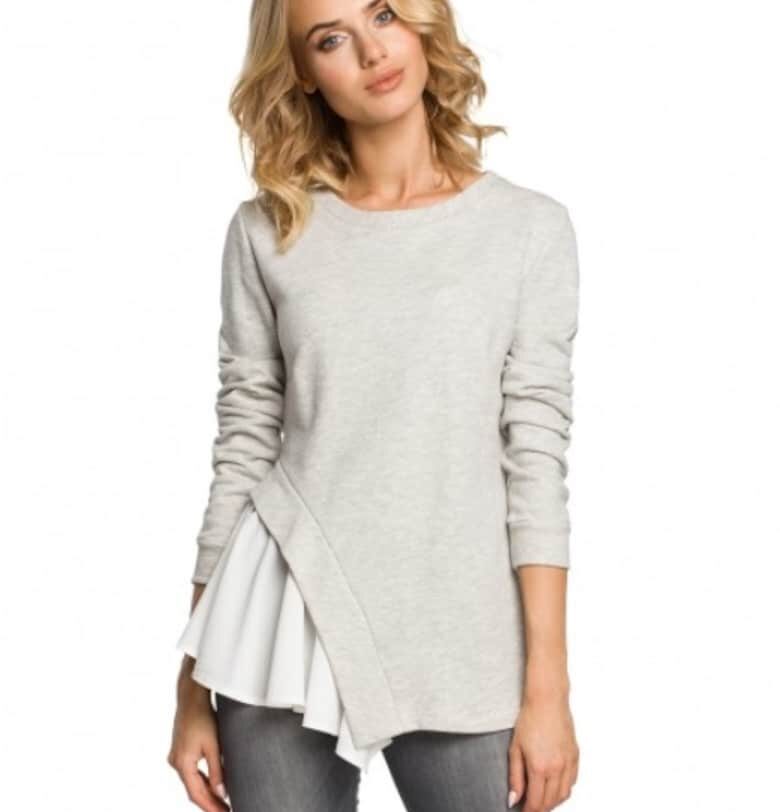 Дамска блуза -  Памук/Полиестер - Сива - MOE