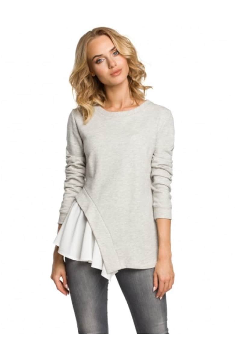 Дамска блуза - Памук/Полиестер - Сива - MOE