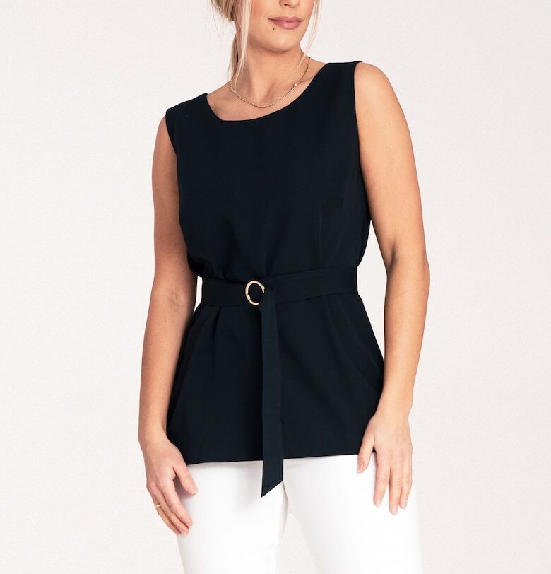 Дамска блуза -  Полиестер/Вискоза - Елегантна - Тъмносин - Figl