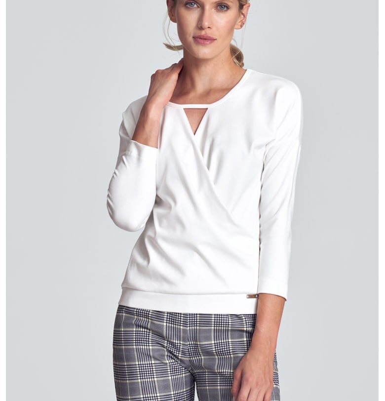 Дамска блуза -  Полиестер/Вискоза/Еластан - Бяла - Figl