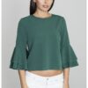 Дамска блуза - С волани - Полиестер/Вискоза - Зелена Figl