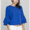Дамска блуза -  С волани - Полиестер/Вискоза - Синя Figl