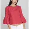 Дамска блуза -  С волани - Полиестер/Вискоза - Червена Figl