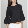 Дамска блуза -  С волани - Полиестер/Вискоза - Черна Figl