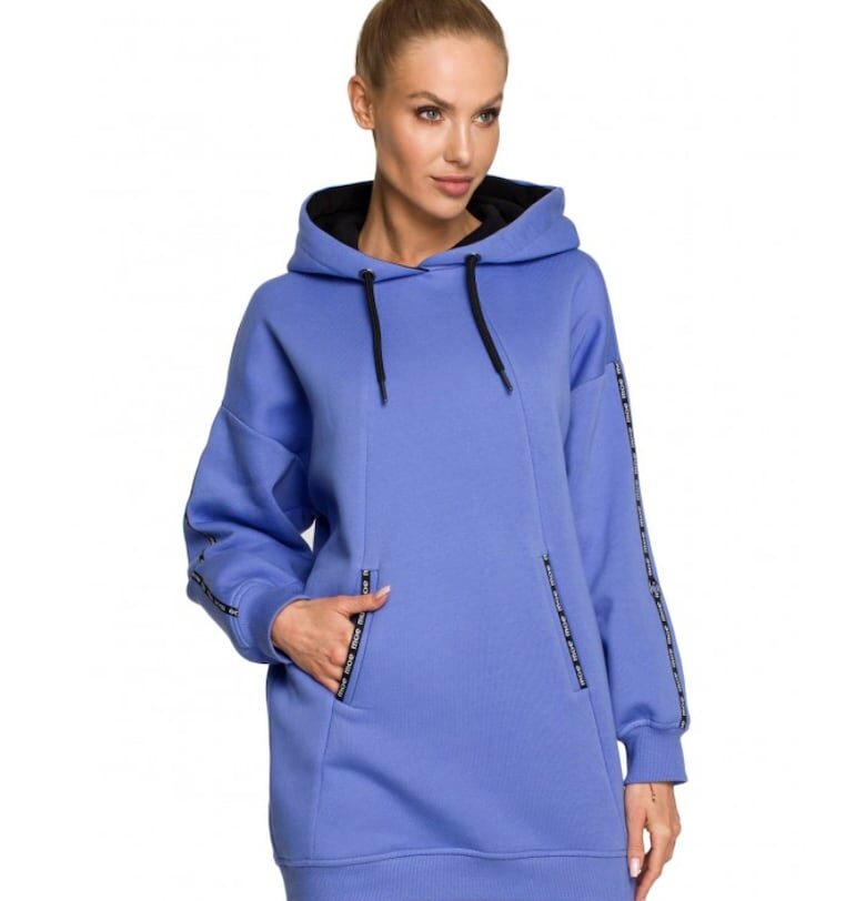 Дамска блуза  С качулка - Памук - Полиестер - Лилаво MOE