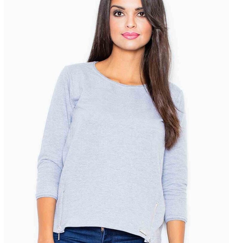 Дамска блуза - Фигл - Ципове - Полиестер/Еластан - Сиво-сиво Figl