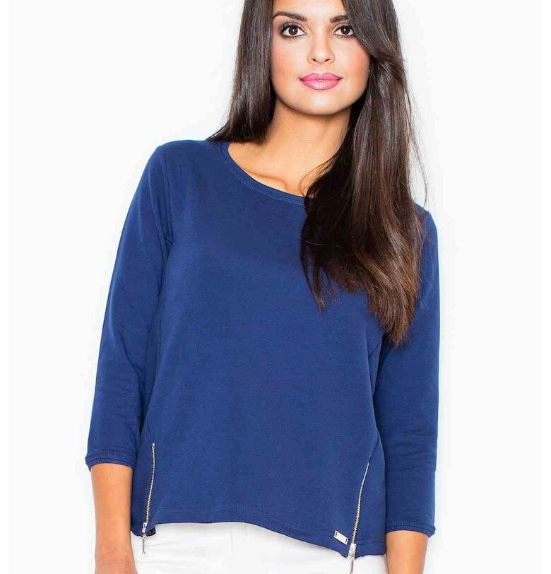 Дамска блуза - Фигл - Ципове - Полиестер/Еластан - Тъмносин Figl