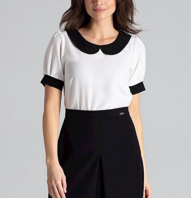 Дамска блуза  бежова - къса - елегантна - 80% полиестер - 3% еластан Lenitif