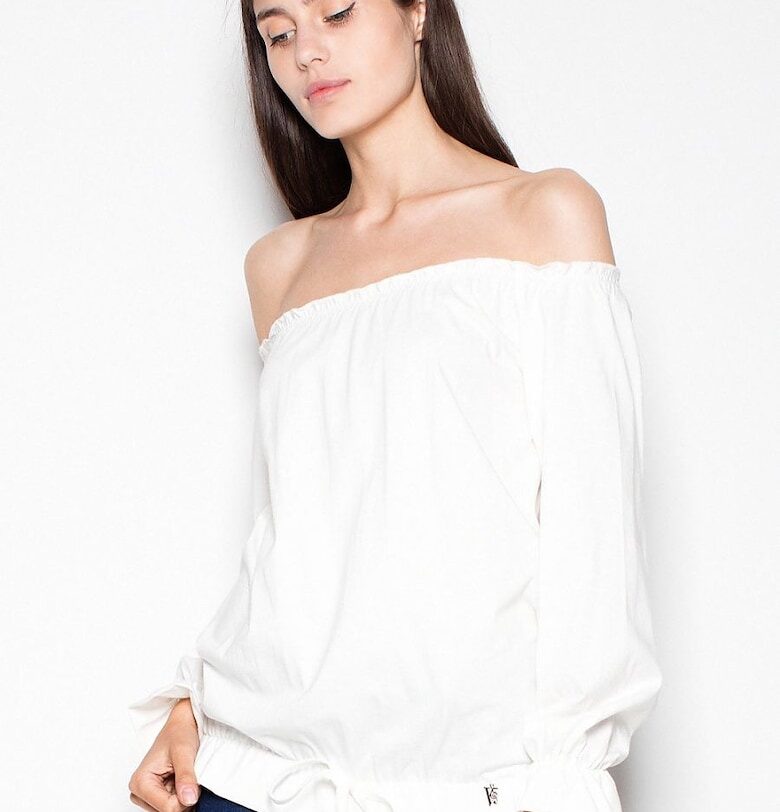 Дамска блуза  бежова - памучна - дълъг ръкав - ежедневен модел Venaton