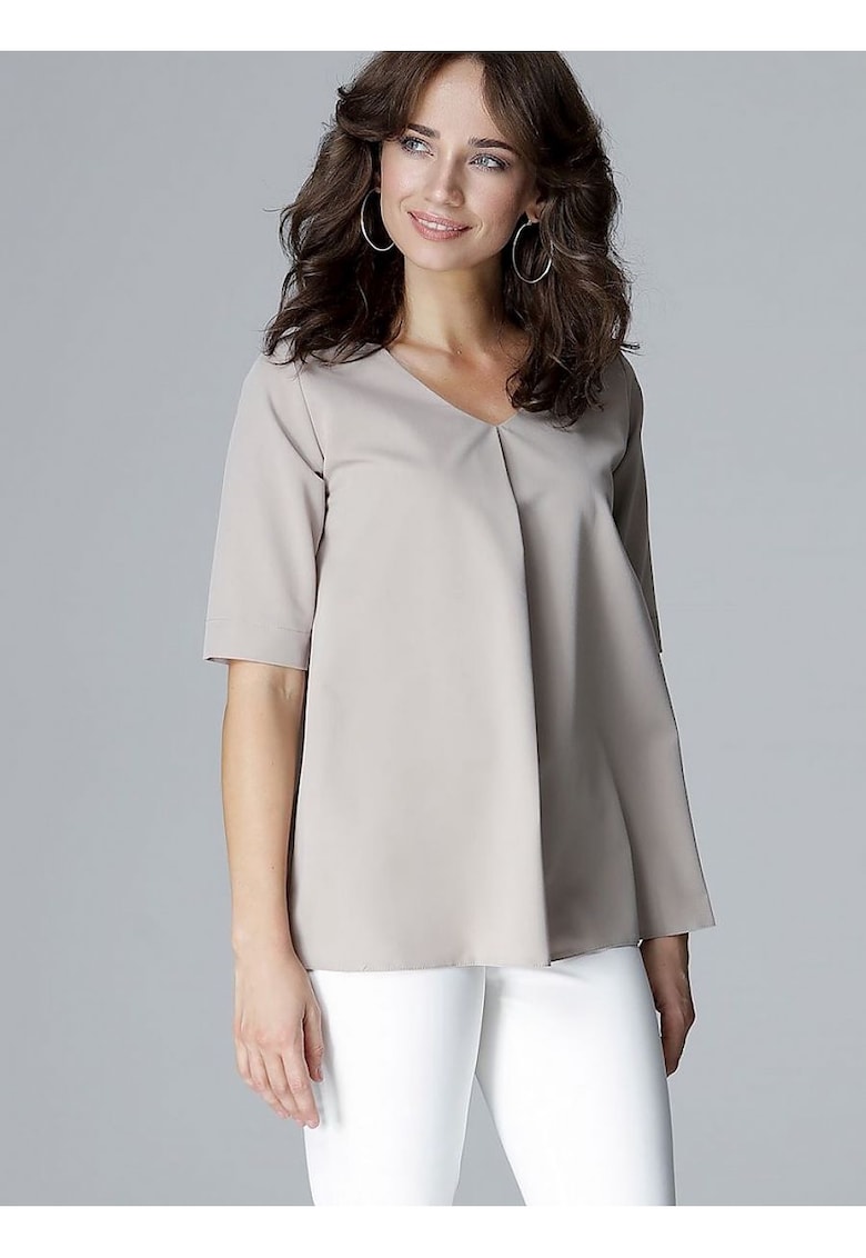 Дамска блуза бежово - полиестер - свободна кройка Lenitif