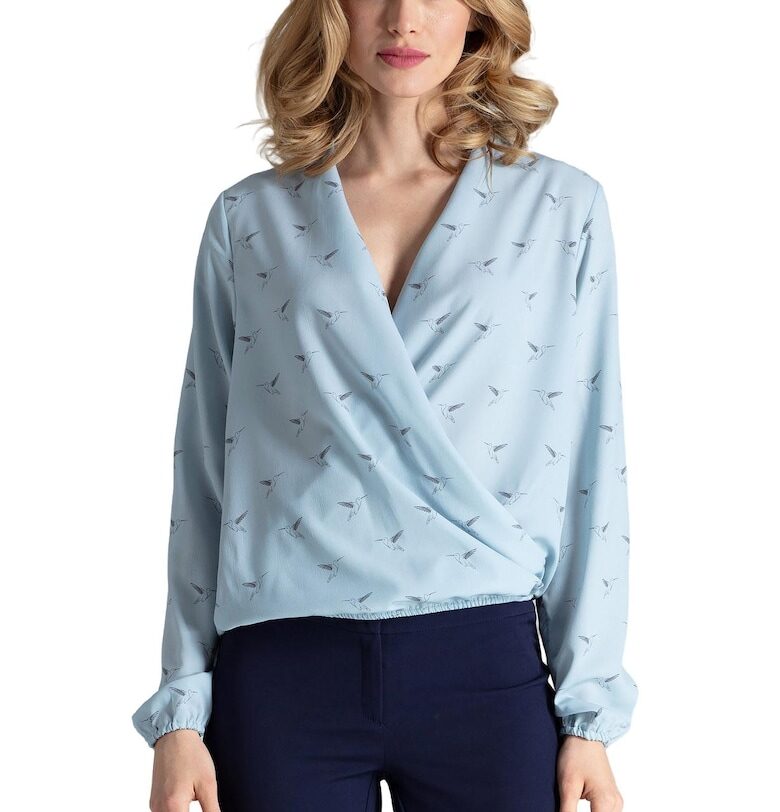 Дамска блуза -  елегантна - синя - полиестер Figl