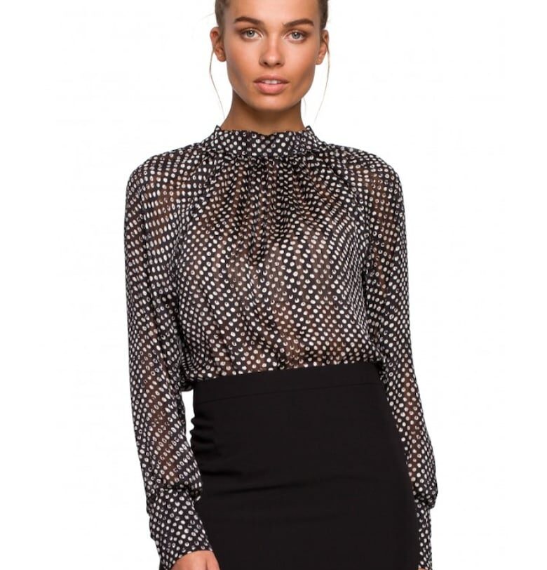 Дамска блуза -  полиестер - бяло/черно - Бял Style