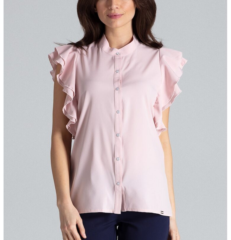 Дамска блуза  розова - полиестер - къс ръкав - удобна Lenitif