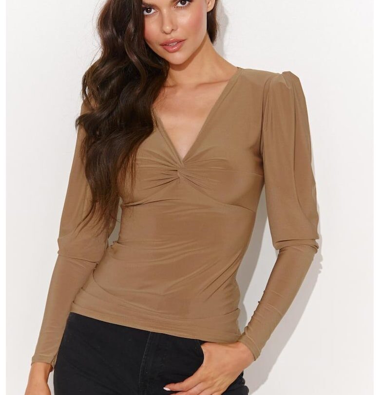 Дамска блуза с V-образно деколте и усукан детайл Numinou