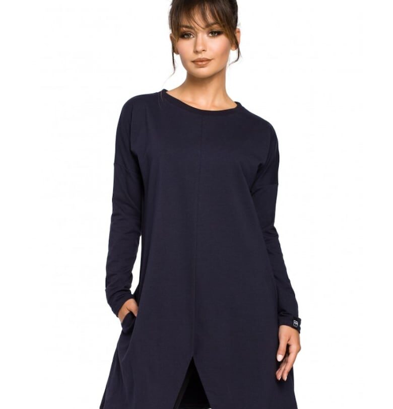 Дамска блуза - тип туника - памук - еластан - син 65450 - Черен OEM